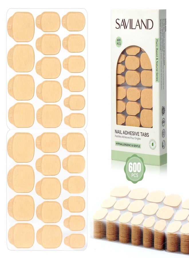 SAVILAND Plant-Based Nail Adhesive Tabs: 600 PCS Non-Irritating Nail Stickers for Press Ons Long Lasting Sticky Tabs Ultra-thin Breathable Nails Glue Sticker Home DIY Nails 15 Sizes - Image 1